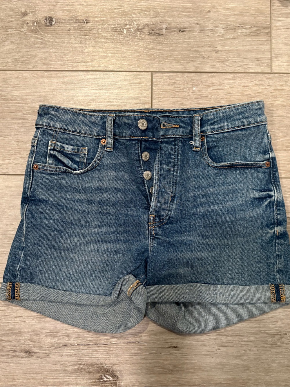 Old Navy Medium Blue High-Rise Button-Fly Denim Shorts